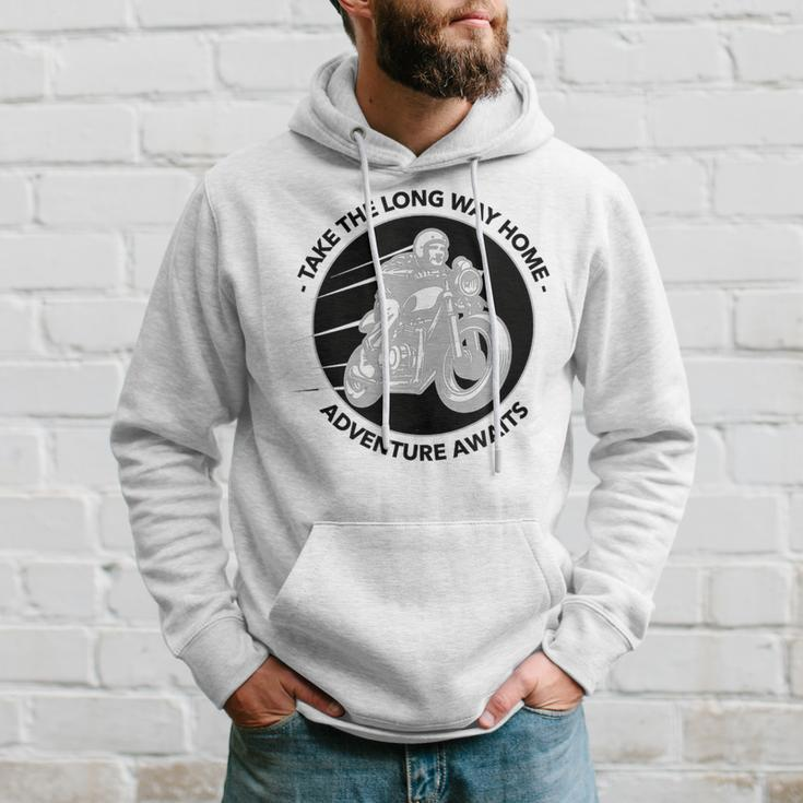 Take The Long Way Home Adventure Awaits Motorcycle Hoodie Gifts for Him