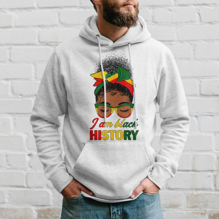 Messy Bun Hair I Am Black History African American Women Hoodie Gifts for Him