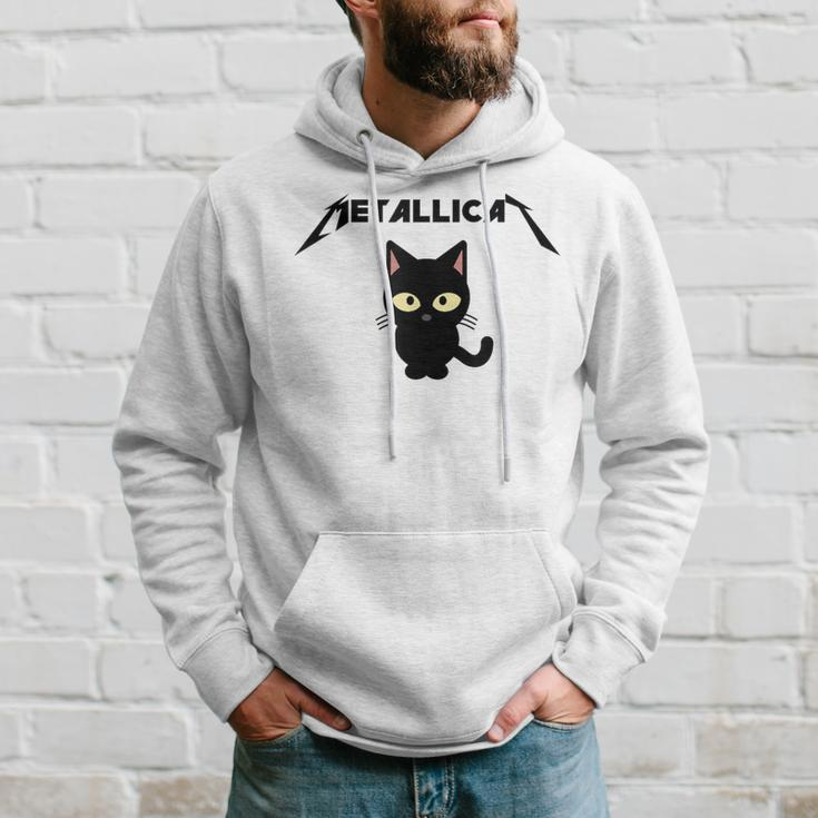 Metallicat Black Cat Lover Rock Heavy Metal Music Joke Hoodie Gifts for Him