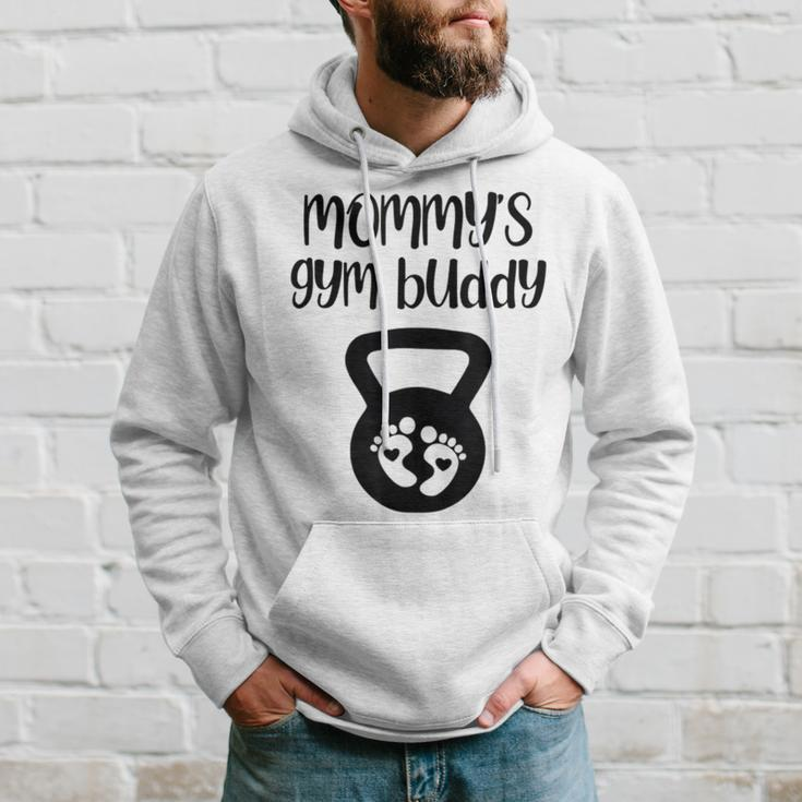 Mommy's Gym Buddy Pregnant Kettlebell Lifting Bodybuilding Hoodie Gifts for Him