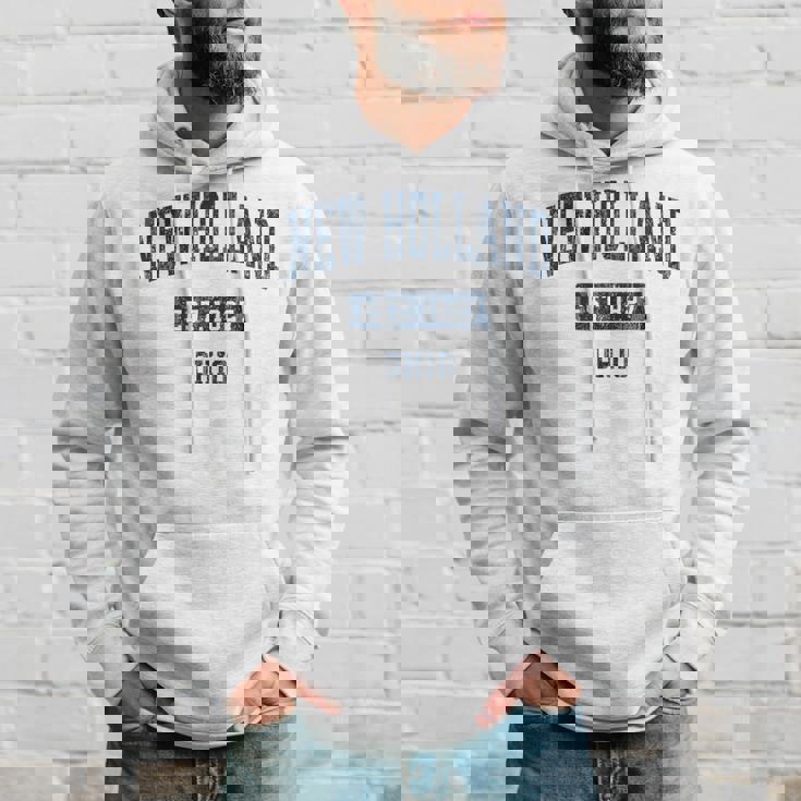 New Holland Ohio Oh Vintage Sports Établis Bleu Marine Sweat à