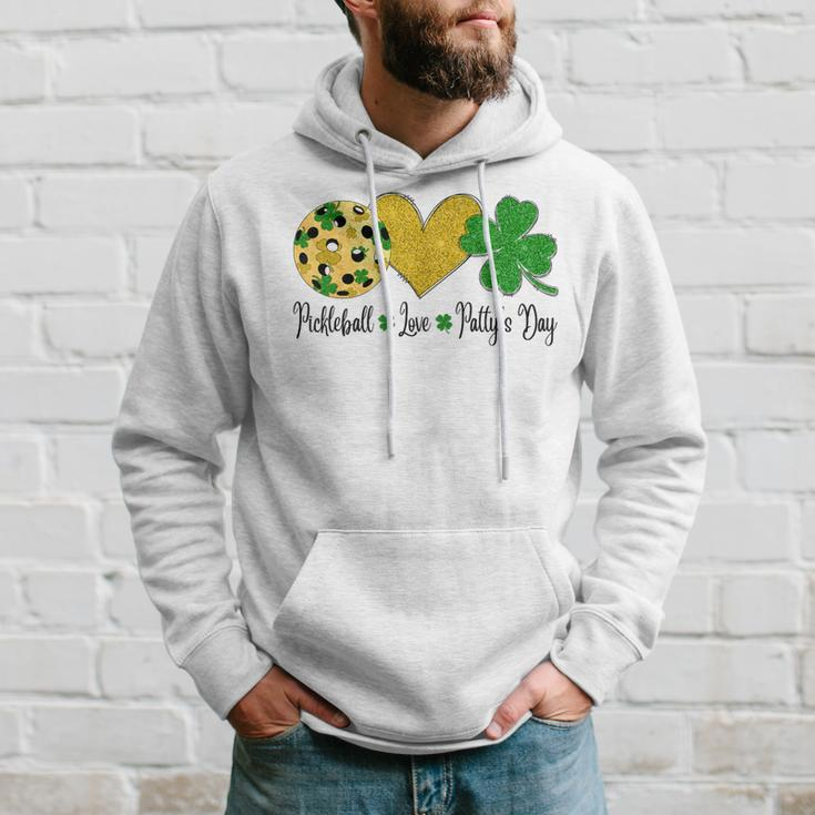 Peace Love Patty's Day Pickleball Shamrocks St Patrick's Day Hoodie Gifts for Him