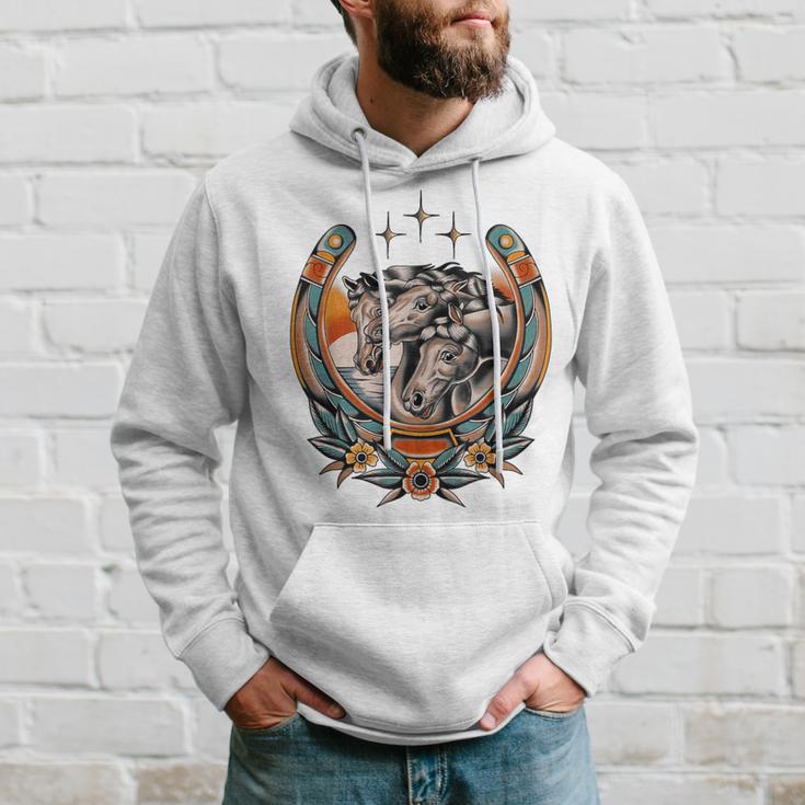 Pharaoh's Horses Vintage Traditional Tattoo Artist Flash Ink Hoodie Gifts for Him