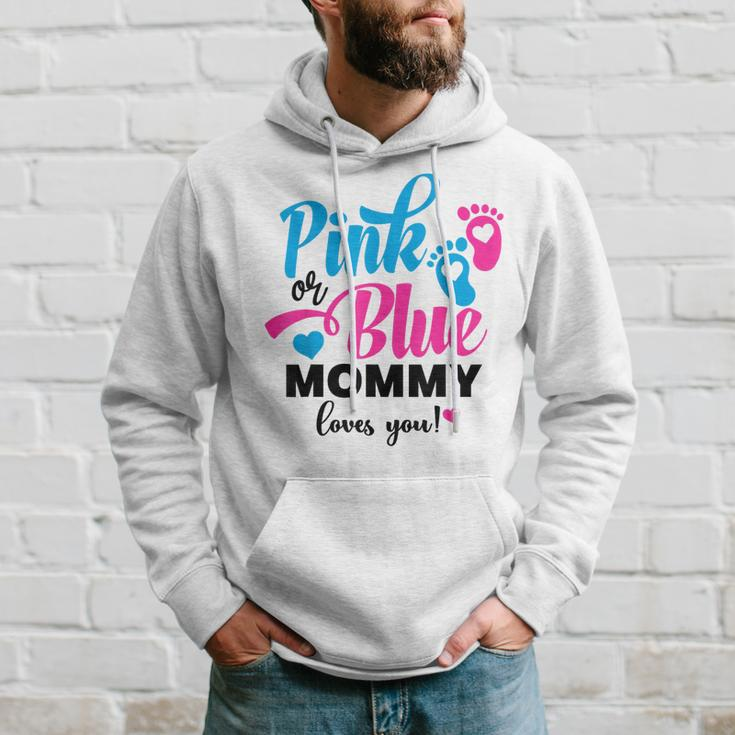 Pink Or Blue Mommy Loves You Gender Reveal Baby Announcement Hoodie Gifts for Him