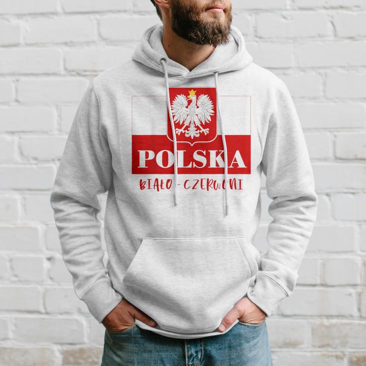 Polska Bialo-Czerwoni Polnische Flagge Polnisches Emblem Weißer Adler Kapuzenpullover Geschenke für Ihn