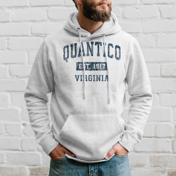 Quantico Virginia Va Vintage Sports Navy Print Hoodie Gifts for Him