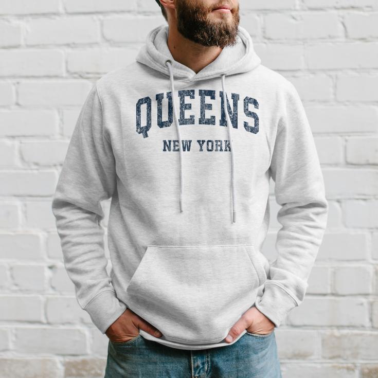 Queens New York Ny Vintage Varsity Sports Navy Hoodie Gifts for Him