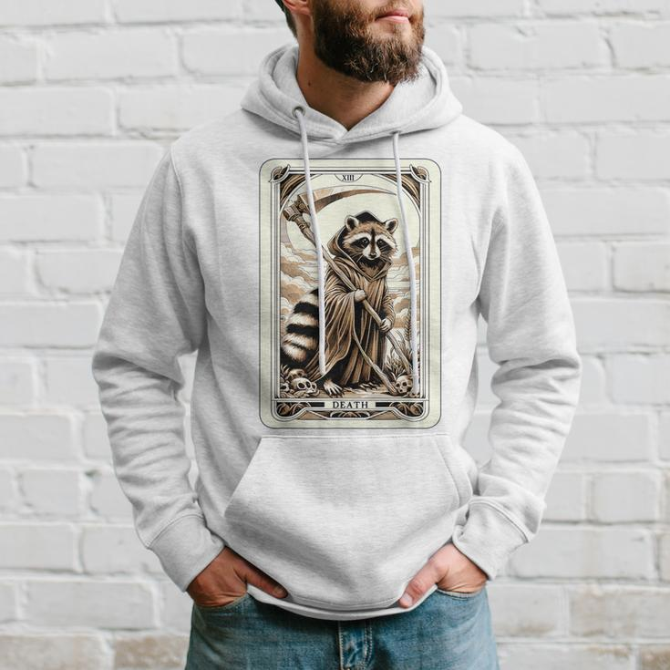 Raccoon Tarot Card Death Witchcraft Occult Raccoon Hoodie Gifts for Him