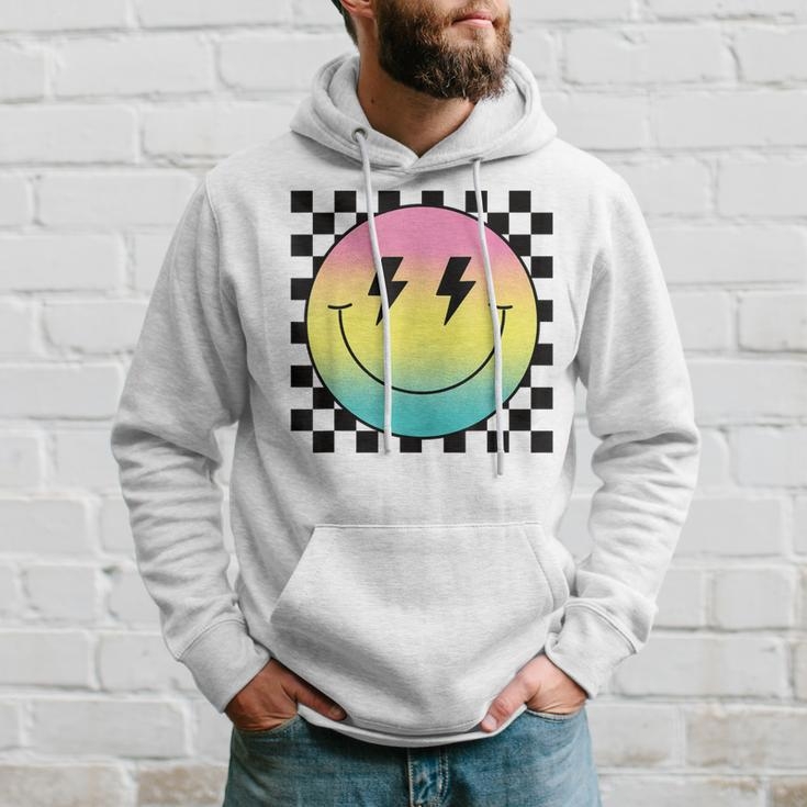 Rainbow Smile Face Cute Checkered Smiling Happy Face Hoodie Gifts for Him