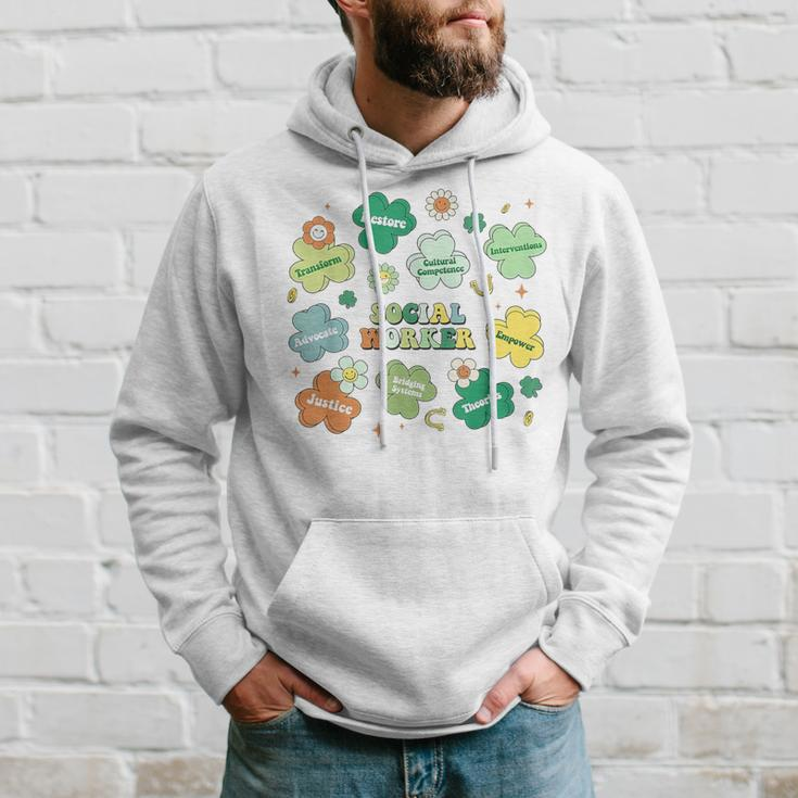 Retro Lucky Social Worker St Patrick's Day Shamrocks Women Hoodie Gifts for Him
