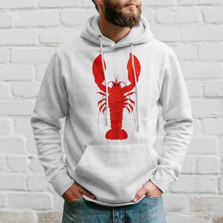 Rotes Hummer-Design Herren Hoodie in Weiß, Lustiges Meeresfrüchte Tee Geschenke für Ihn