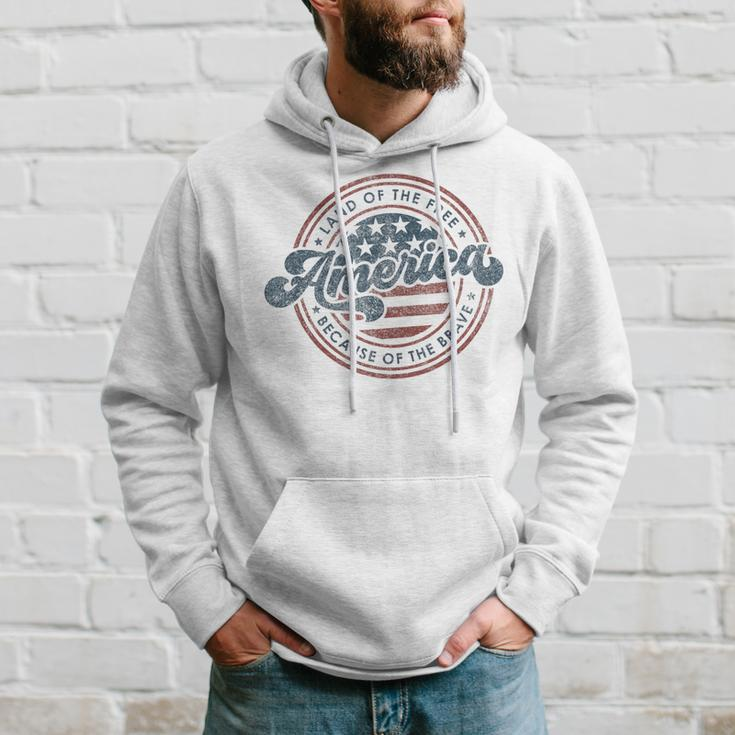 Vintage America Land Of The Free Because Of The Brave Hoodie Gifts for Him