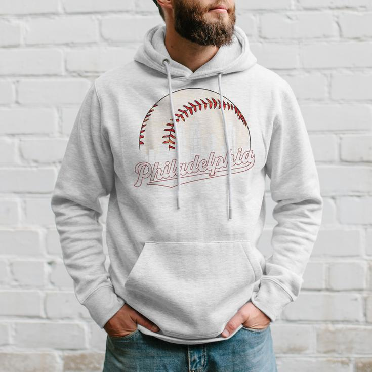 Vintage Philadelphia Philly Cityscape Baseball Skyline Old Hoodie Gifts for Him