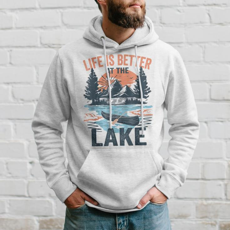 Vintage Retro Life Is Better At The Lake Lake Life Hoodie Gifts for Him
