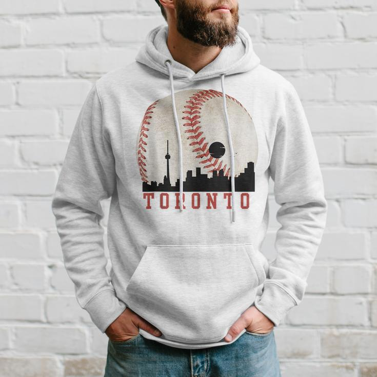 Vintage Toronto Cityscape Travel Theme With Baseball Graphic Hoodie Gifts for Him