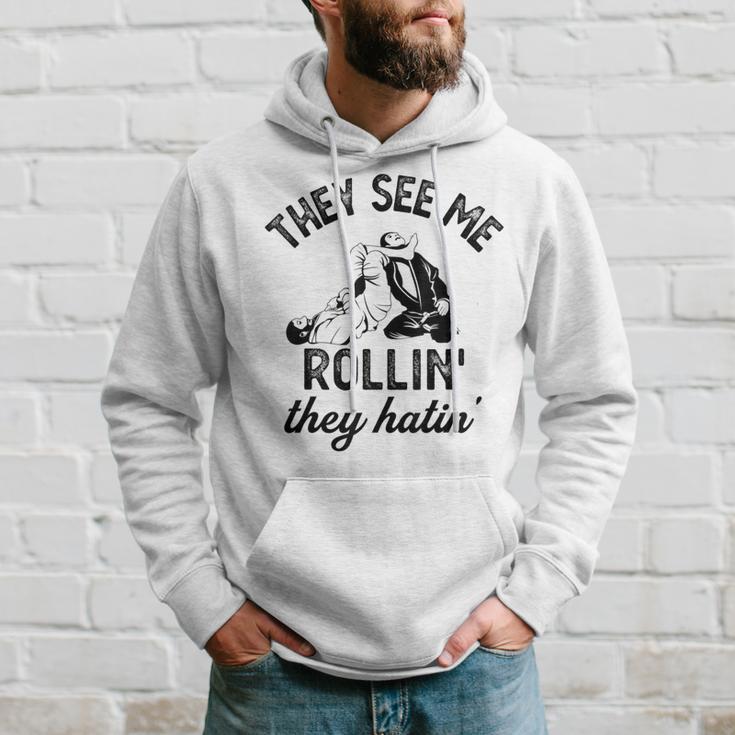 They See Me Rolling They Hatin' Vintage Armbar Jiu-Jitsu Bjj Hoodie Gifts for Him