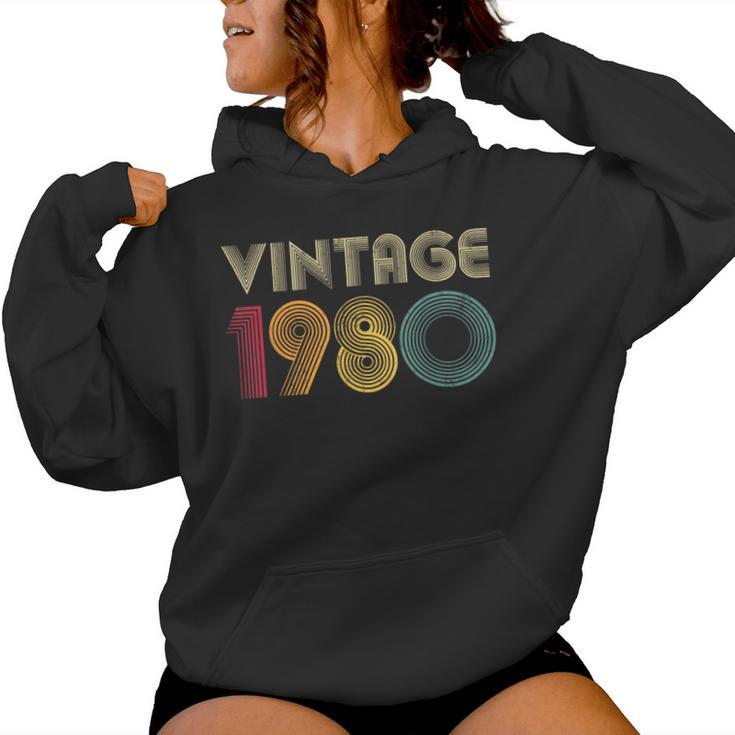 1980 44Th Birthday Vintage Retro 44 Years Old Women Hoodie