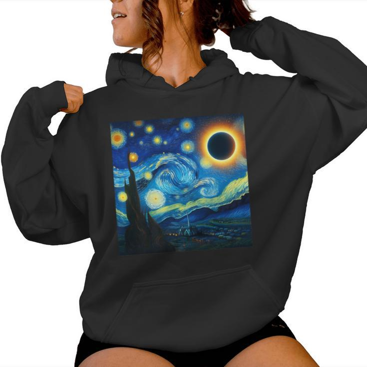 2024 Solar Eclipse Starry Night Van Gogh Boy Girl Women Hoodie