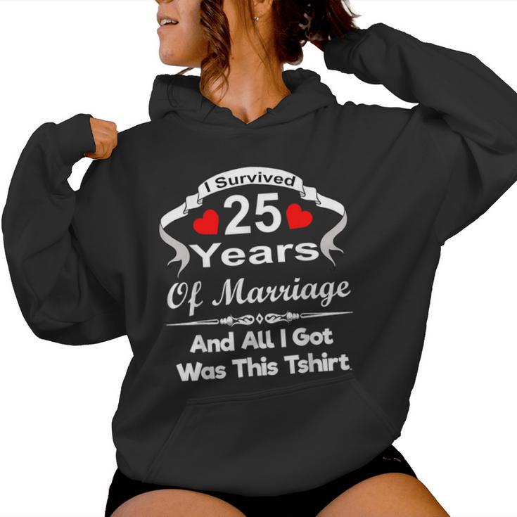 25Th Wedding Anniversary Marriage Husband Wife Couple Women Hoodie