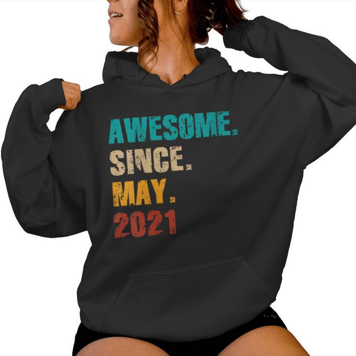3 Year Old Vintage Awesome Since May 2021 3Rd Birthday Women Hoodie