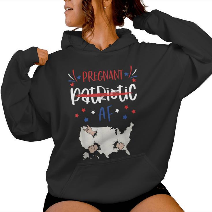 4Th Of July Pregnancy Patriotic Af Pregnant Man Women Women Hoodie