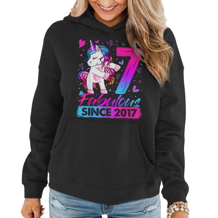 7 Years Old Flossing Unicorn 7Th Birthday Girl Party Women Hoodie
