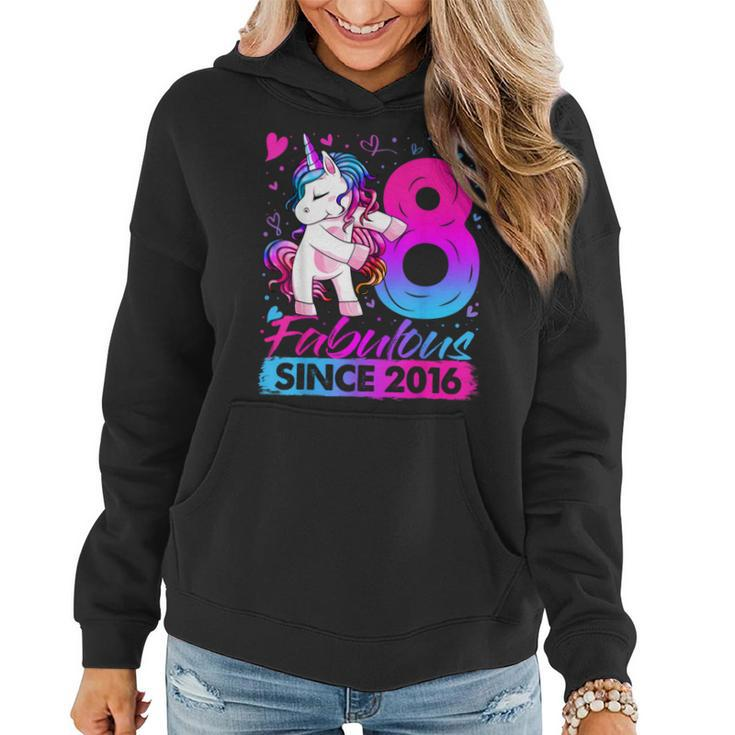 8 Years Old Flossing Unicorn 8Th Birthday Girl Party Women Hoodie