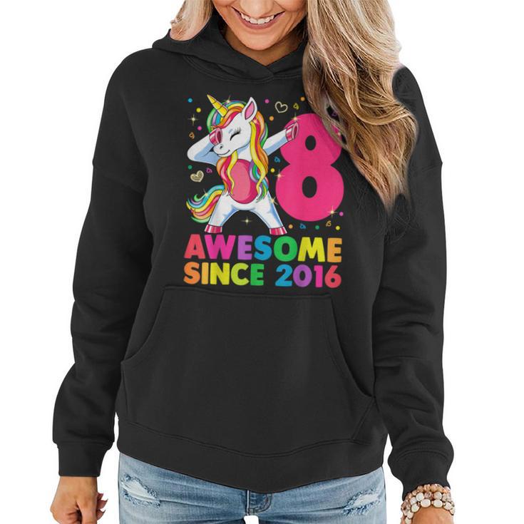 8 Years Old Unicorn Dabbing 8Th Birthday Girl Unicorn Party Women Hoodie