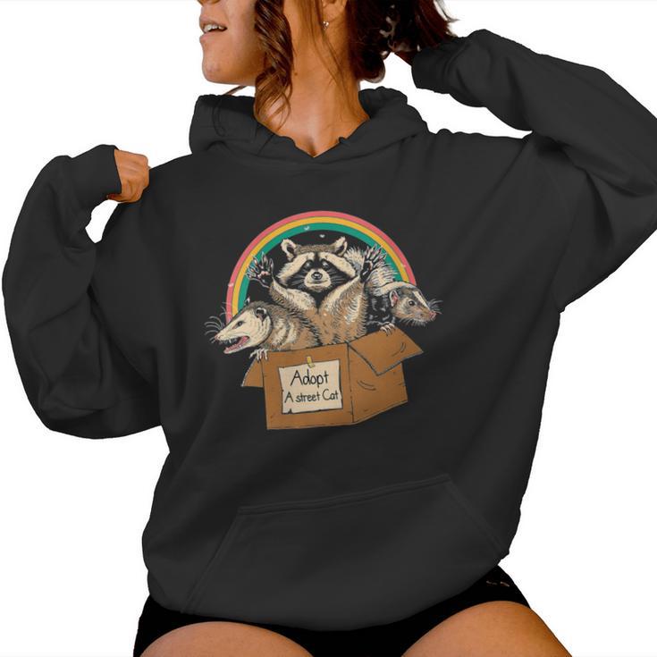 Adopt A Street Cat Opossum Raccoon Skunk Vintage Women Hoodie