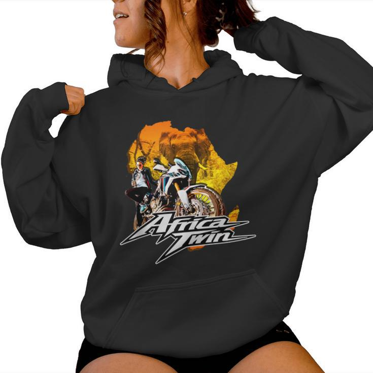 Africa Touring Twin Motorcycle Nature Woman Women Hoodie