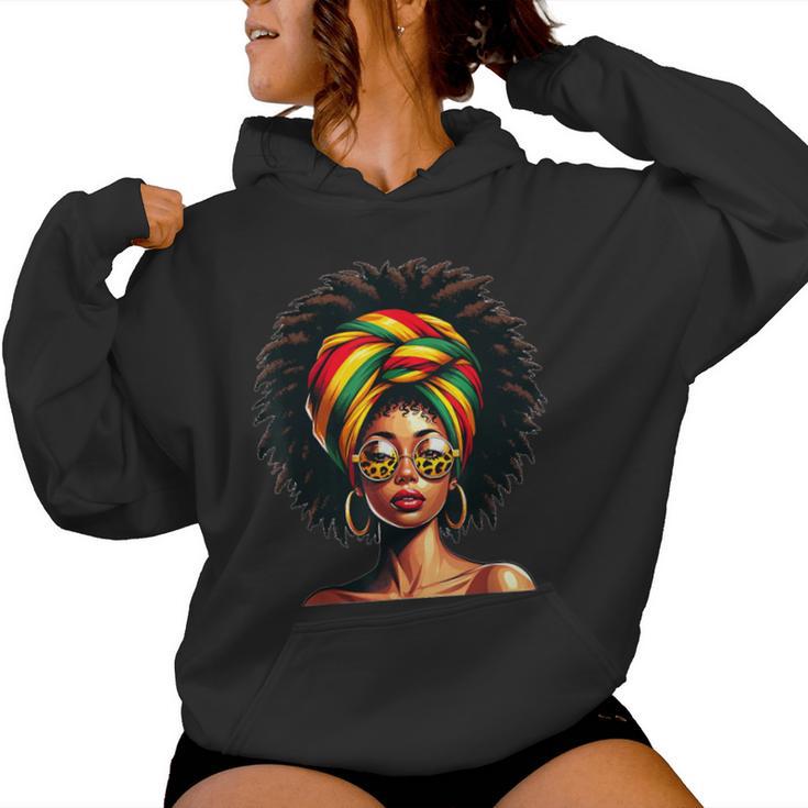 Afro Woman African Melanin Headscarf Nubian Black History Women Hoodie