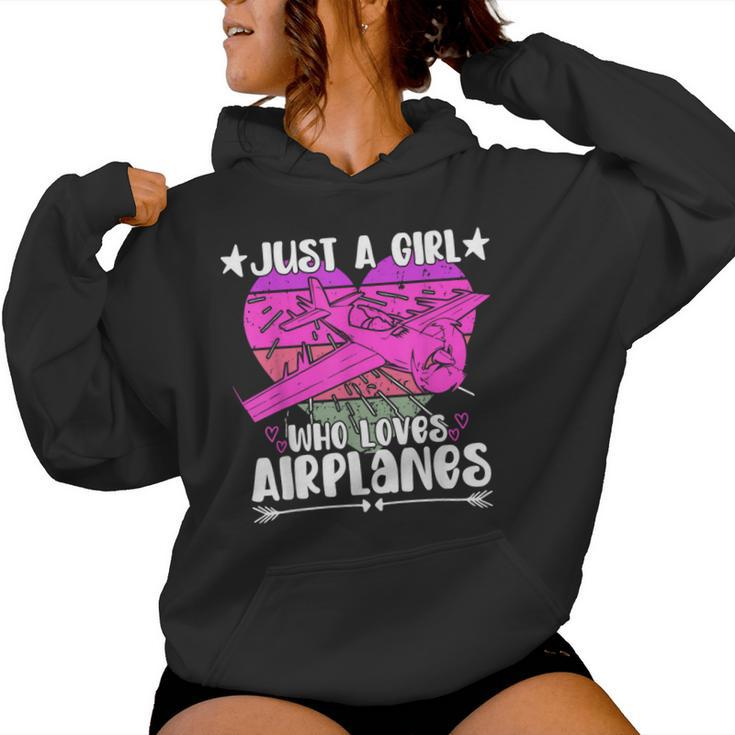 Airplane Lover Vintage Just A Girl Who Loves Airplanes Women Hoodie