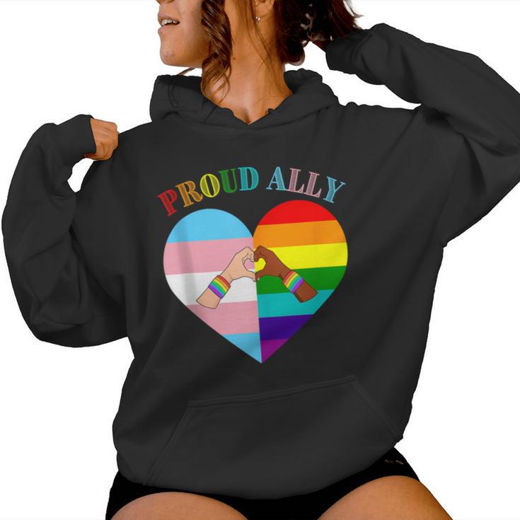 Ally Rainbow Flag Heart Lgbt Gay Lesbian Support Pride Month Women Hoodie