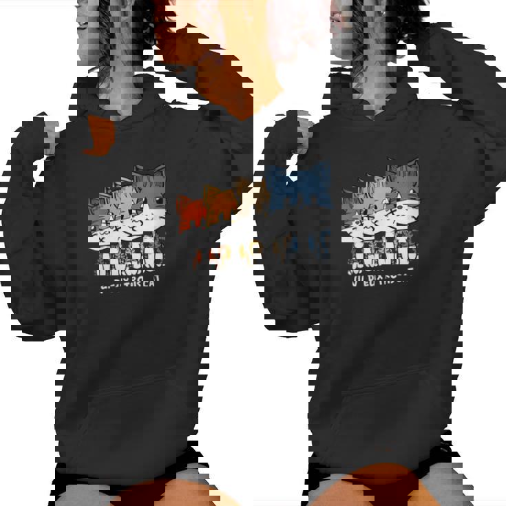 Amante De Los Gatos Gatito Uno Dos Tres Gato Cuello Sudadera con capucha para mujer