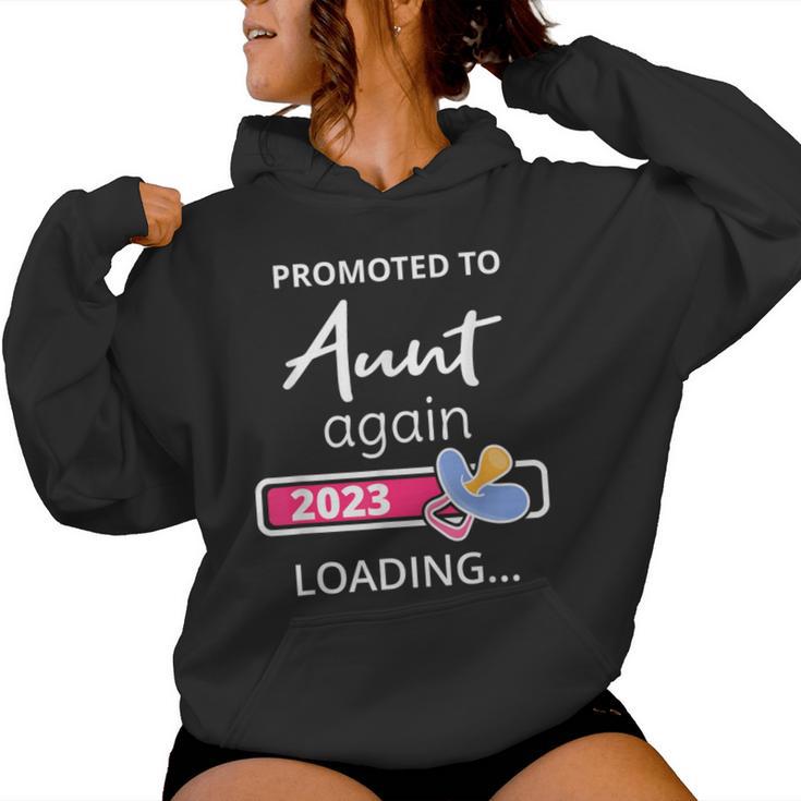 Aunt Again 2023 Loading New Auntie To Be Promoted To Aunt Women Hoodie