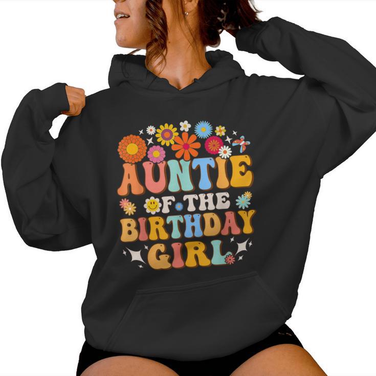 Auntie Of The Birthday Girl Groovy Themed Family Matching Women Hoodie