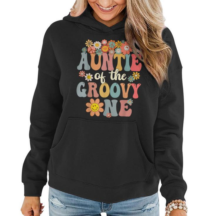 Auntie Of Groovy One Matching Family 1St Birthday Party Women Hoodie