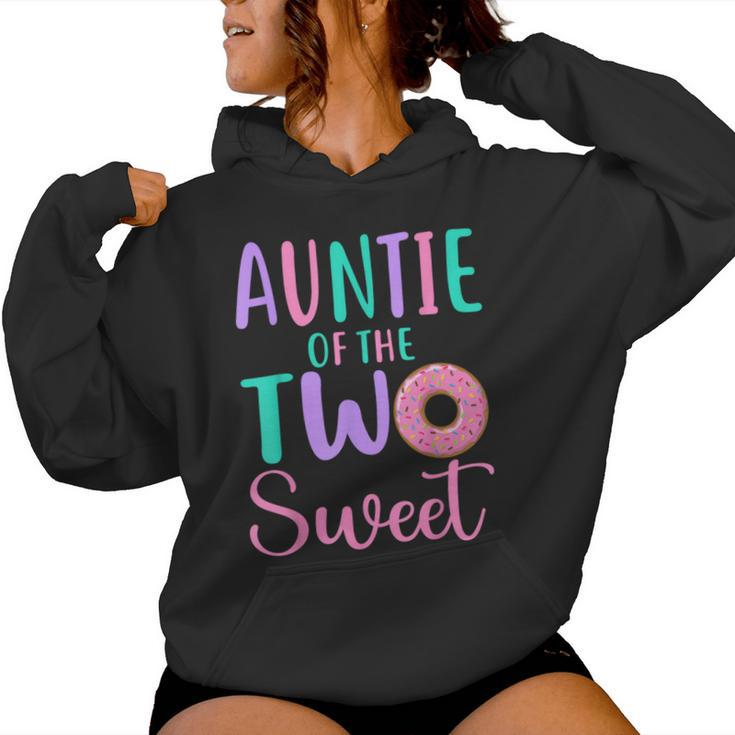 Auntie Of The Two Sweet Aunt 2Nd Birthday Girl Donut Party Women Hoodie