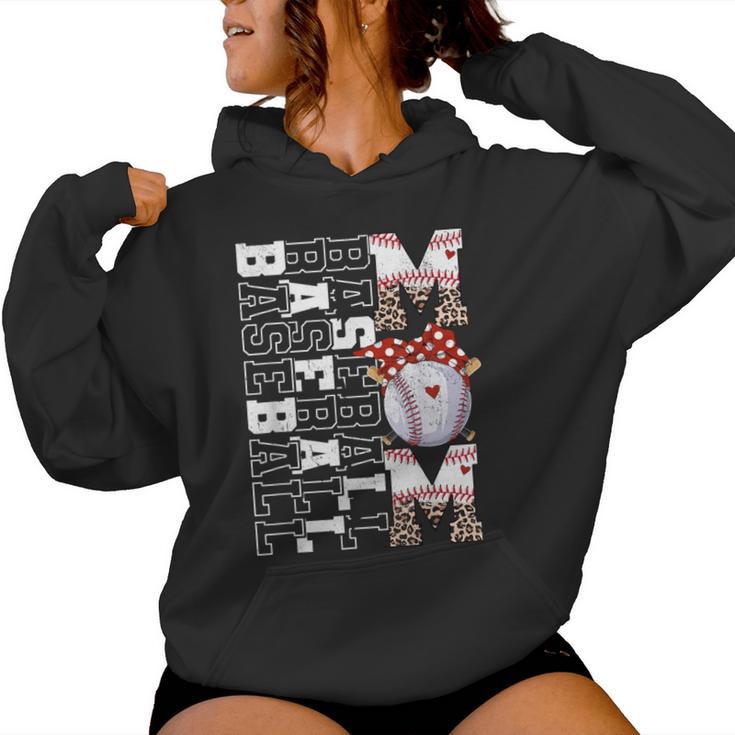 Baseball Mom Leopard Softball Mom Mother's Day 2024 Women Hoodie