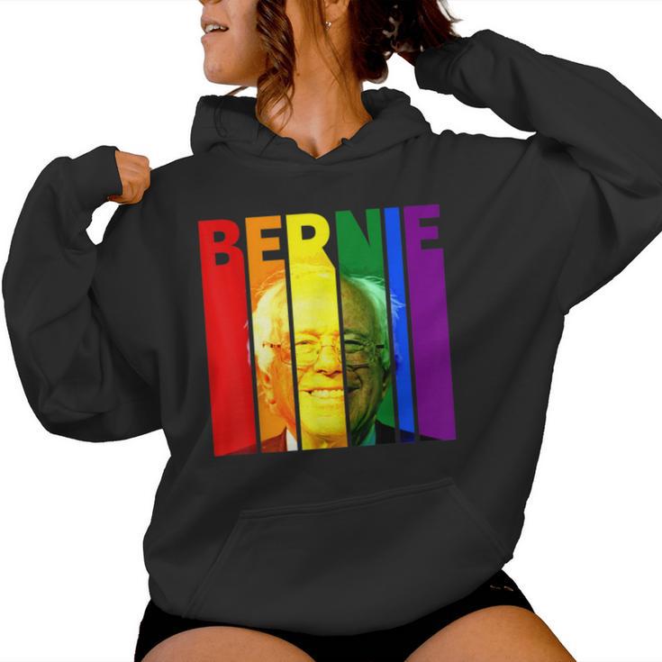 Bernie Sanders Gay Lgbtq Rainbow Vintage Democrat Voter Women Hoodie