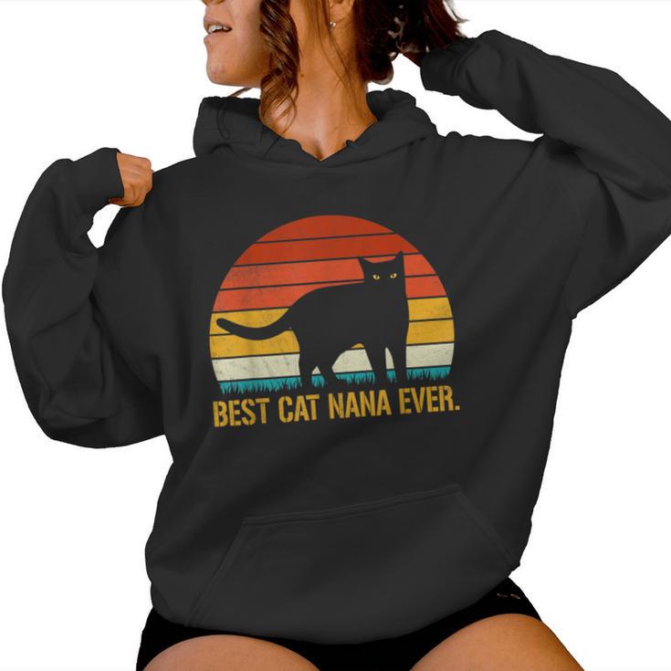 Best Cat Nana Ever Vintage Retro Cat Kitten Lover Women Hoodie