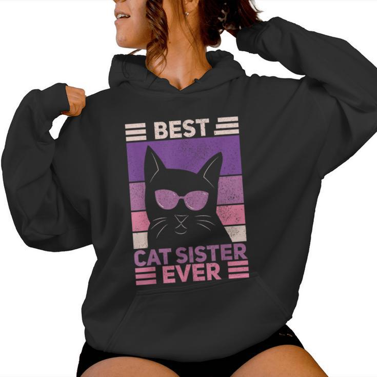Best Cat Sister Ever Cat Lover Black Cat Themed Women Hoodie