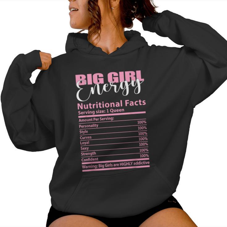 Big Girl Energy Nutritional Facts Chubby Curve Girls Women Hoodie