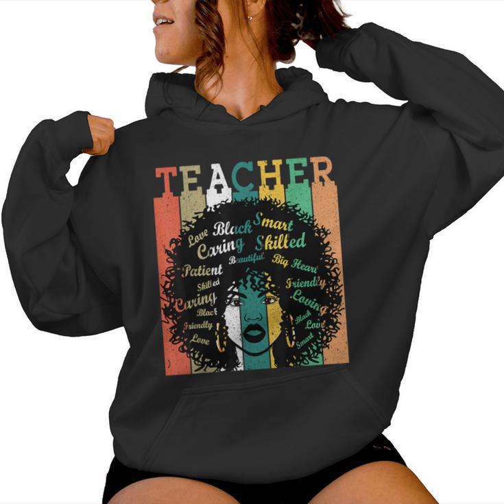 Black Teacher Afro Retro Black History Month Women Hoodie