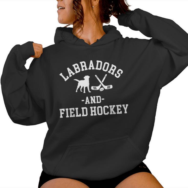 Black Yellow Chocolate Lab Mom Dad And Field Hockey Labrador Women Hoodie