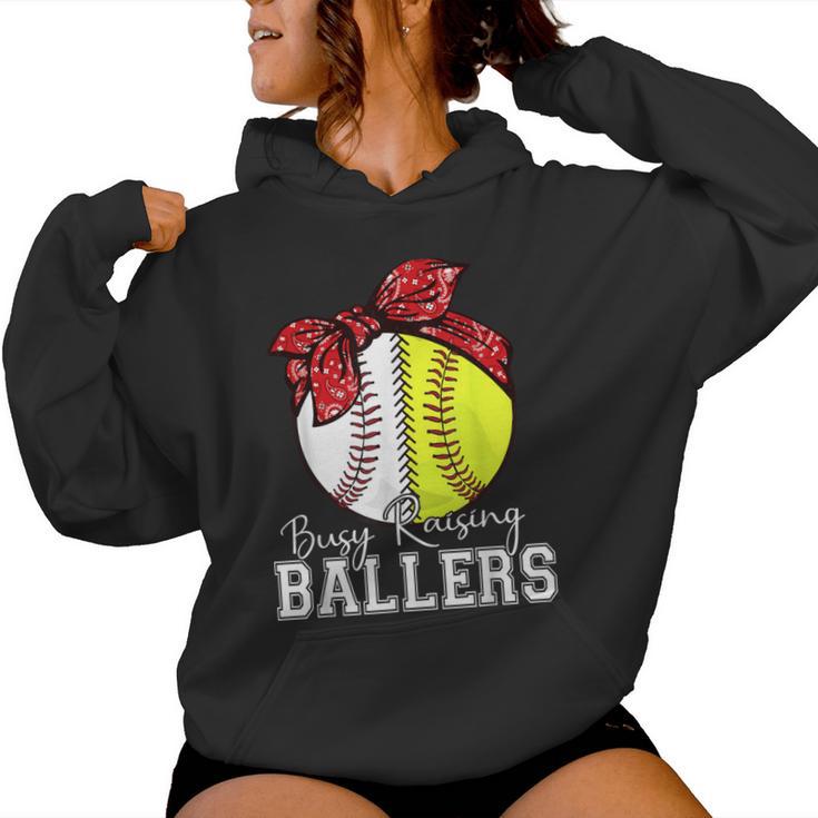 Busy Raising Ballers Softball Baseball Mama Mom Women Hoodie