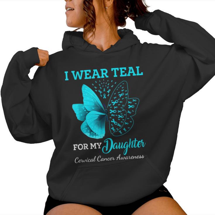 Butterfly For My Daughter Support Cervical Cancer Awareness Women Hoodie