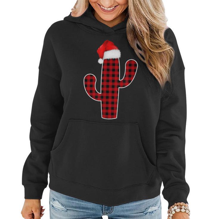 Cactus Christmas Pajamas Family Red Plaid Buffalo Women Hoodie