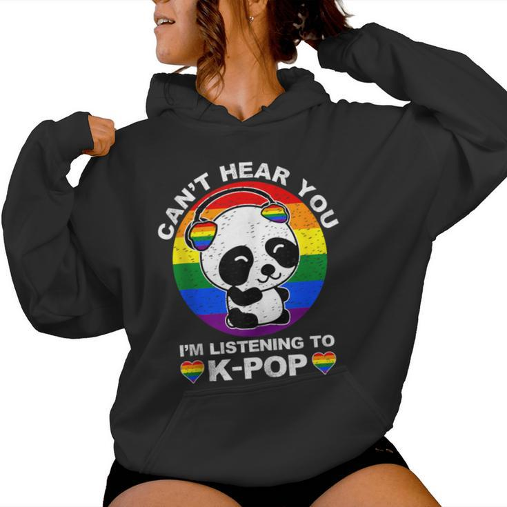 Can't Hear You I'm Listening To K-Pop Panda Lgbt Gay Pride Women Hoodie