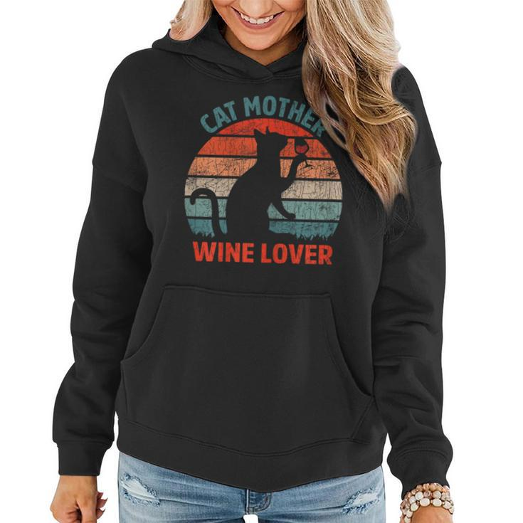 Cat Mother Wine Lover Owner Graphic Women Hoodie